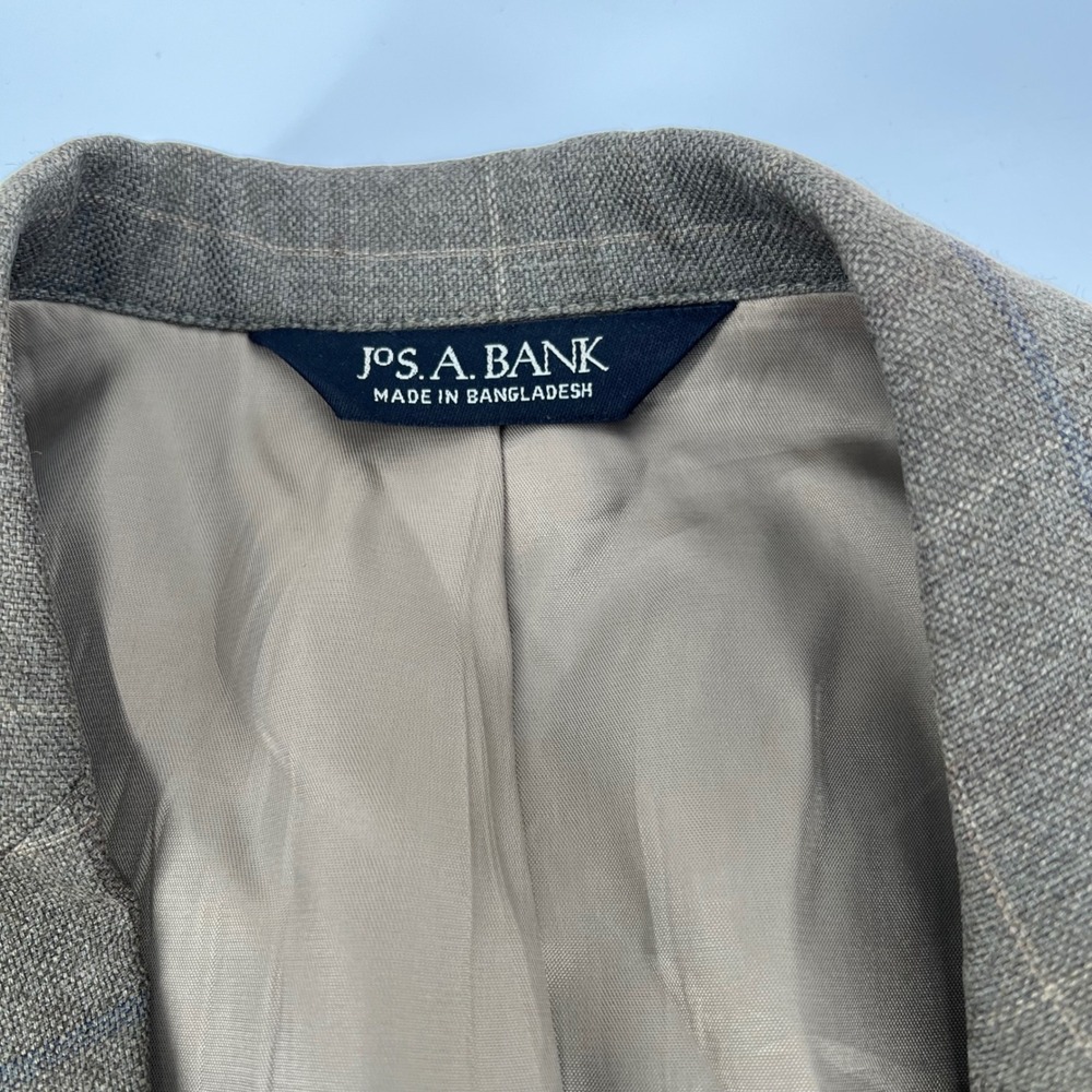 Jos A Bank 39R Blazer Mens Brown Plaid Silk Wool Blend Sport Coat 2 Button - Picture 3 of 13